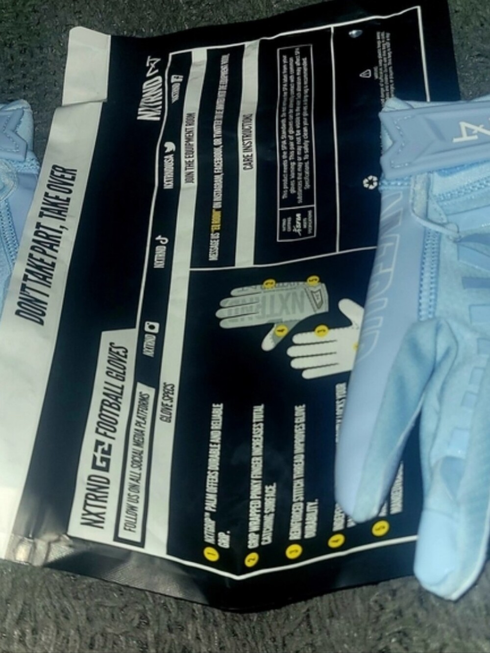 NXTRND G2l Light Blue Football Gloves (XXL)